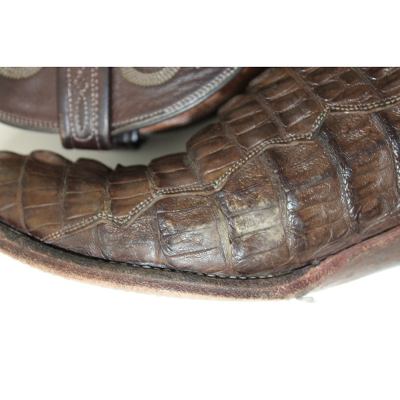 Lucchese *AS IS* Men\'s 10.5 EE Brown Hornback Caiman Crocodile Cowboy Boots USA main image 12